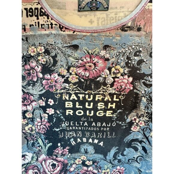 Vintage Y2K Vanilla Sugar Size Medium Jeweled French Floral Whimsy Blouse - Picture 2 of 9